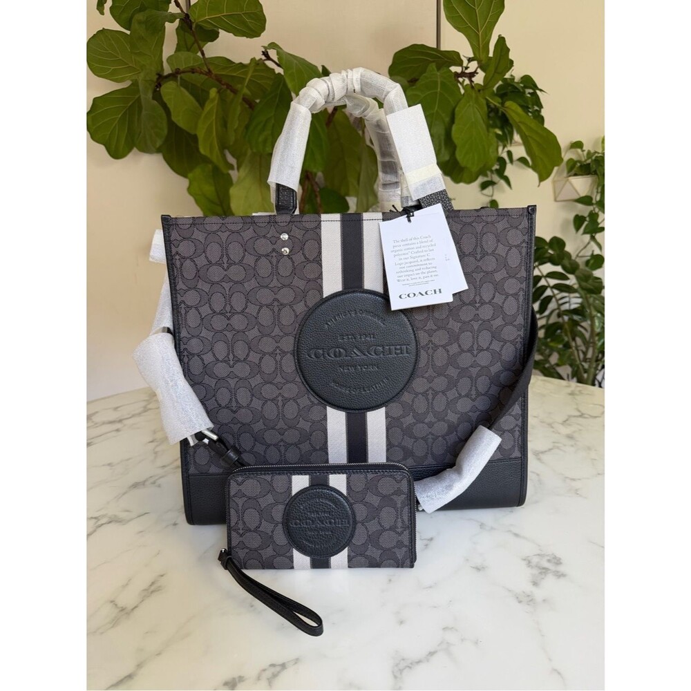 NWT COACH Dempsey Tote Bag 40 In Signature Jacquard & Large Phone Wallet C8418